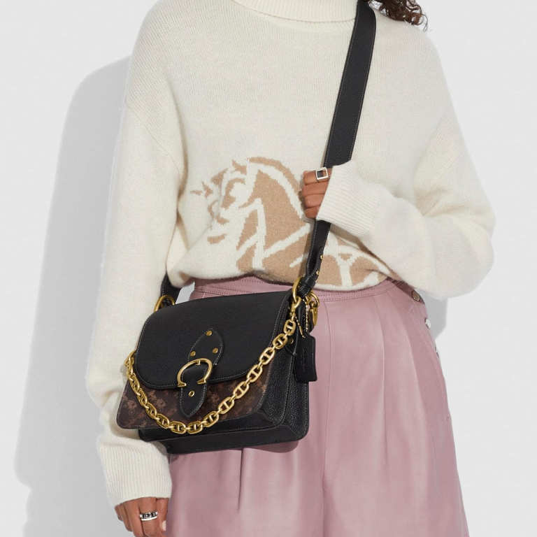 C.O.A.C.H Beat Shoulder Bag Horse And Carriage Print with Strap for Shoulder/Crossbody Wear