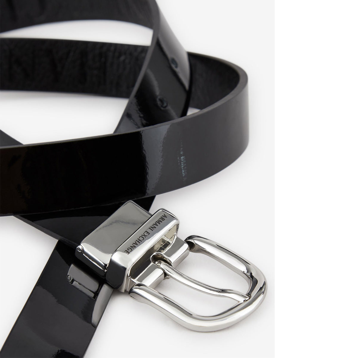A.R.M.A.N.I E.X.C.H.A.N.G.E Slim Belt With Silver Buckle and Printed Logo