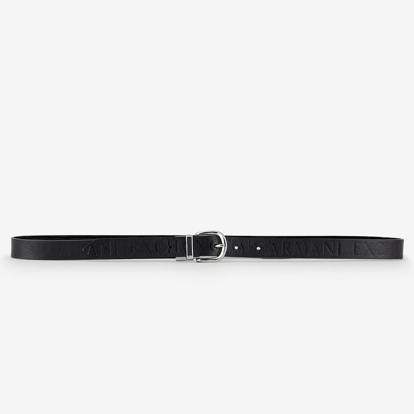 A.R.M.A.N.I E.X.C.H.A.N.G.E Slim Belt With Silver Buckle and Printed Logo