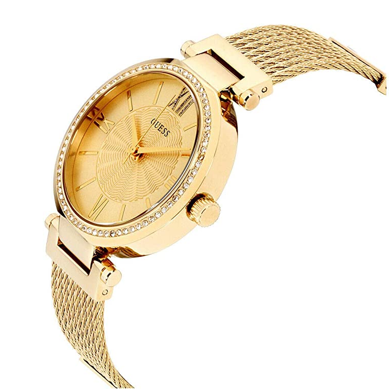 GUESS Soho Crystal Gold Analog Dial with Metal Band