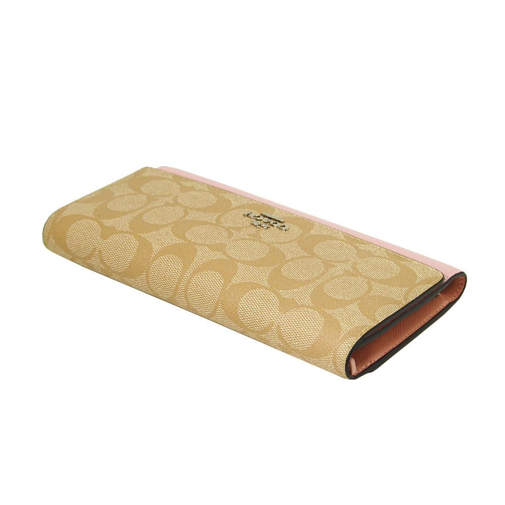 COACH Long Tri-fold Wallet With ID Case Outlet Luxury Signature