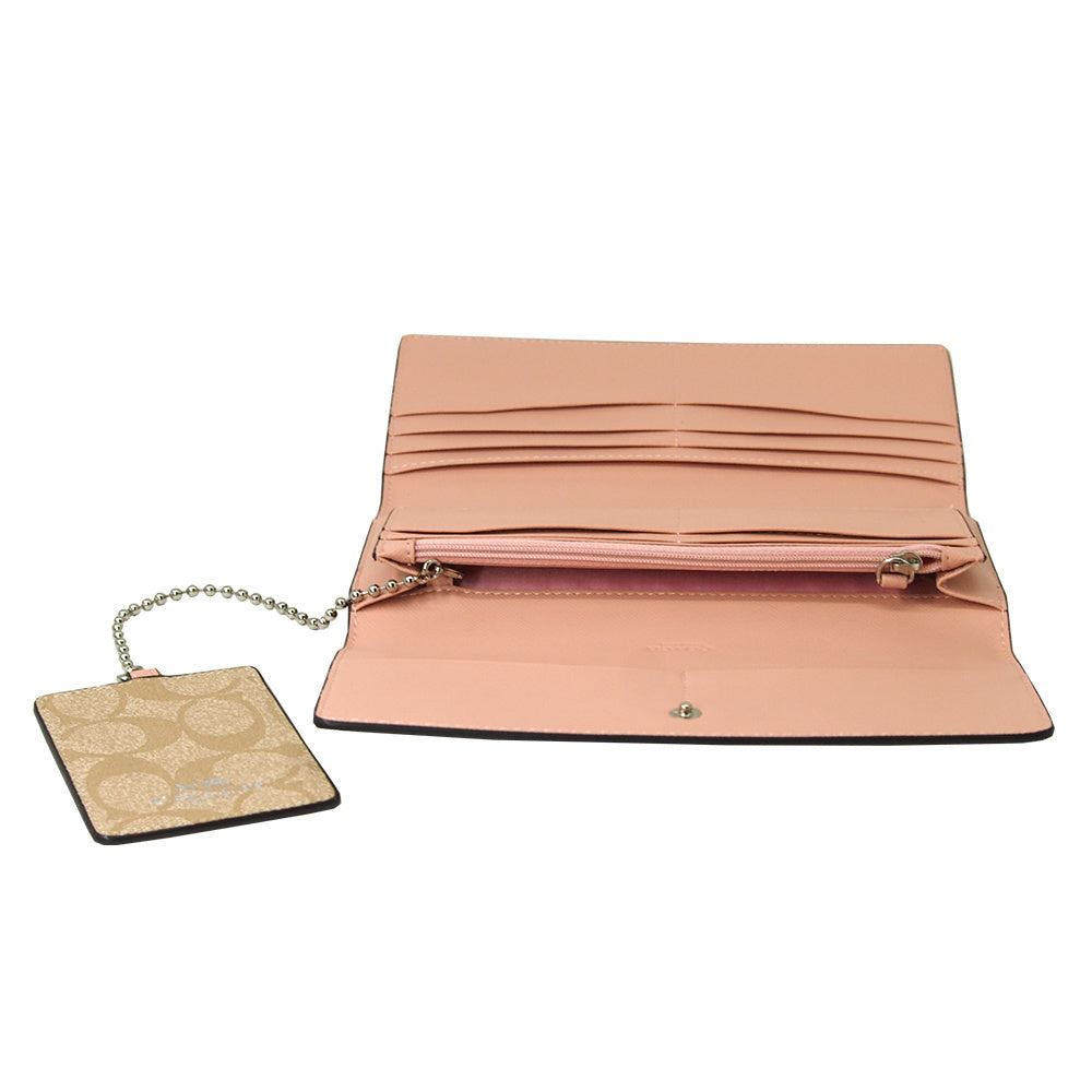 COACH Long Tri-fold Wallet With ID Case Outlet Luxury Signature