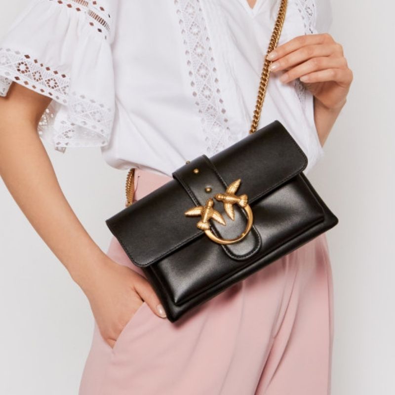 PINKO Love Mini Soft Simply 5 Crossbody Bag In Black