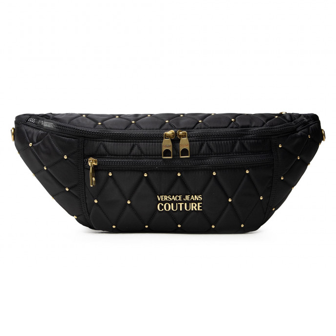 VERSACE JEANS COUTURE Waist Pack with Golden Studs for Crossbody Wear