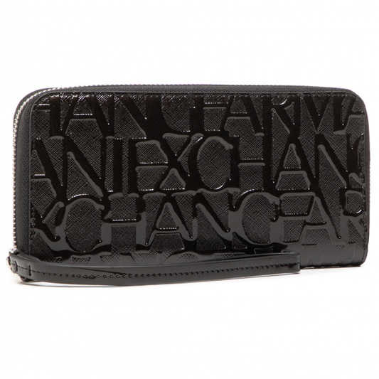 A.R.M.A.N.I  E.X.C.H.A.N.G.E Large Women's Wallet in Glossy Black