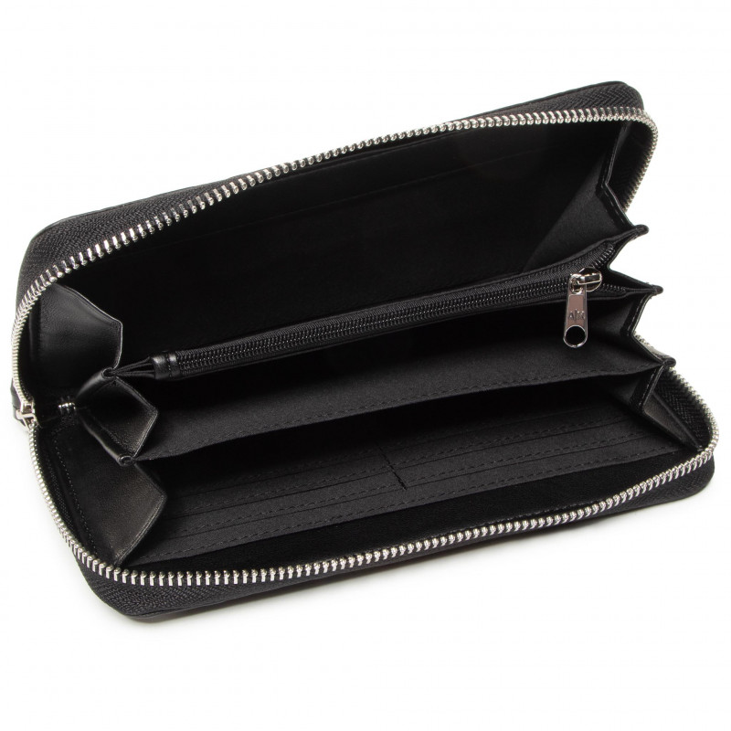 A.R.M.A.N.I  E.X.C.H.A.N.G.E Large Women's Wallet in Glossy Black