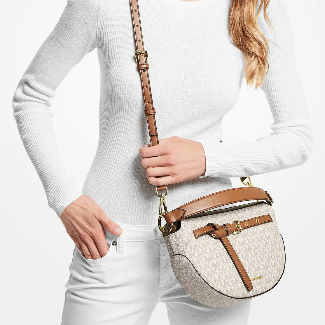 M.I.C.H.A.E.L K.O.R.S Emilia Medium Logo Shoulder Bag with Strap for Crossbody Wear