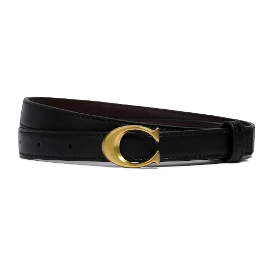 COACH Signature Golden Buckle Belt