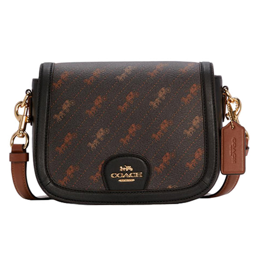 COACH Saddle Bag, Horse And Carriage Dot Print with Detachable Strap for Shoulder/Crossbody Wear