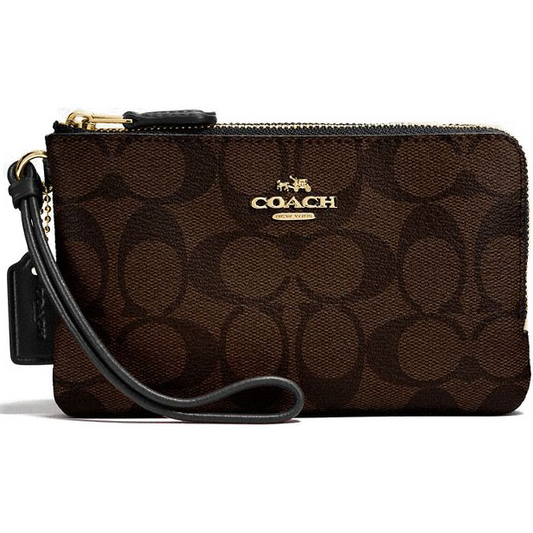 COACH Double Corner Zip Wristlet In Signature Canvas