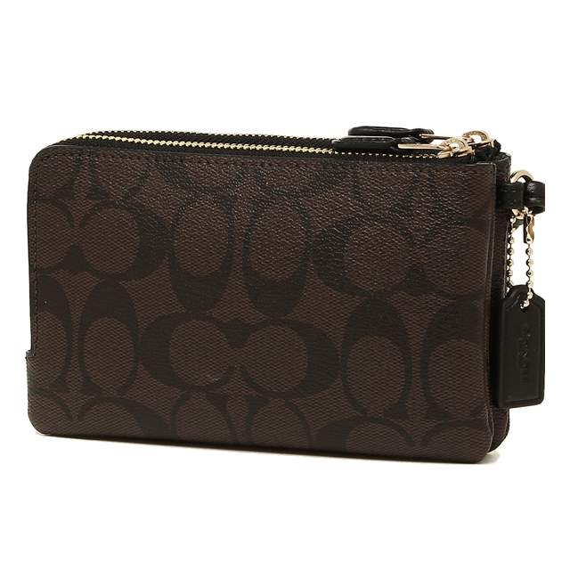 COACH Double Corner Zip Wristlet In Signature Canvas