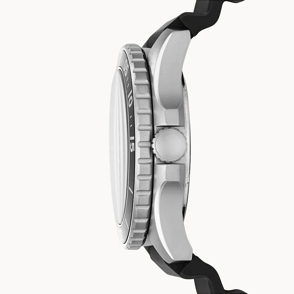 F.O.S.S.I.L Three-Hand Date Black Stainless Steel/Silicone Men’s Watch