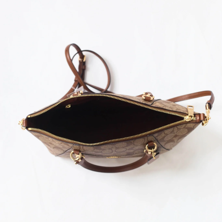 COACH Prairie Satchel Handbag In Signature Canvas with Detachable Strap for Shoulder/Crossbody Wear