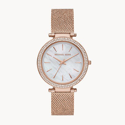 MICHAEL KORS Darci Three-Hand Rose Gold Crystal Ladies Watch