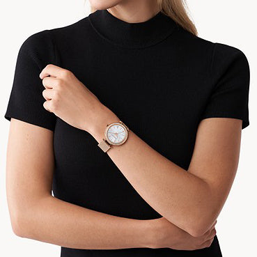 MICHAEL KORS Darci Three-Hand Rose Gold Crystal Ladies Watch