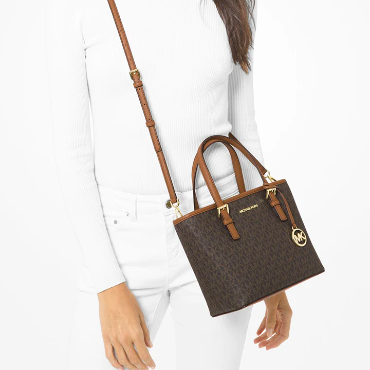 M.I.C.H.A.E.L K.O.R.S Jet Set Travel Extra-Small Logo Top-Zip Tote Bag for Shoulder/Crossbody Wear