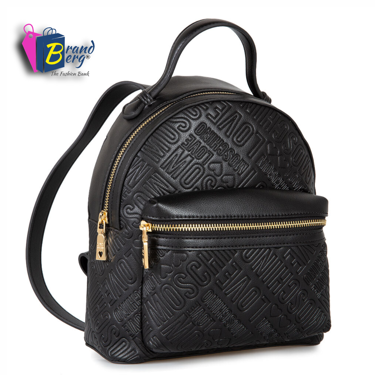 L.O.V.E M.O.S.C.H.I.N.O Engraved Logo Backpack Black
