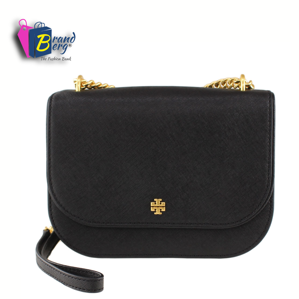 TORY BURCH 2 WAY Chain Plain Leather Elegant Bag with Strap for Shoulder/Crossbody Wear