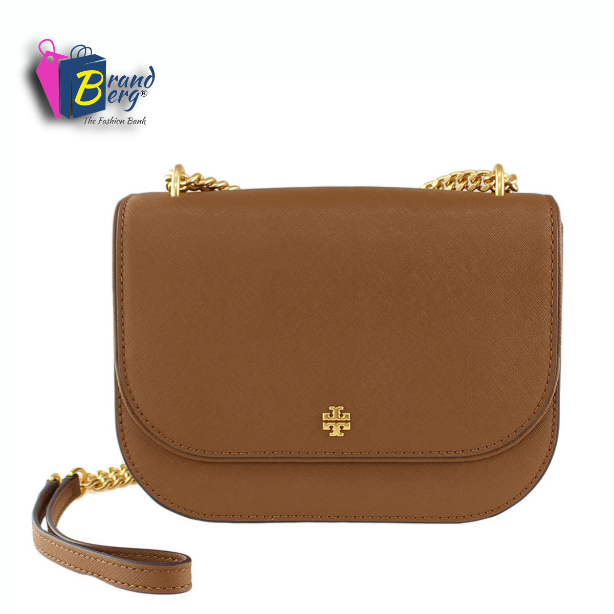 TORY BURCH 2 WAY Chain Plain Leather Elegant Bag with Strap for Shoulder/Crossbody Wear