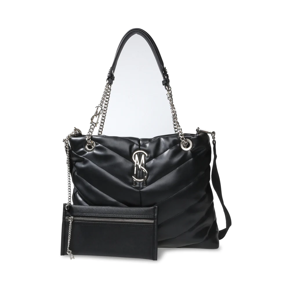 S.T.E.V.E M.A.D.D.E.N Bcameo Tote BLACK Bag with Detachable Strap for Shoulder/Crossbody Wear