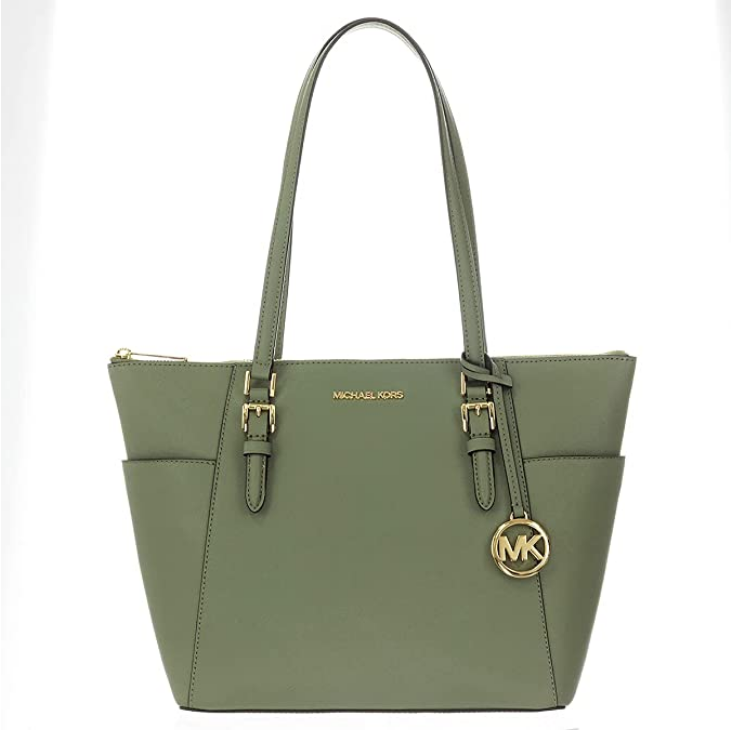 MICHAEL KORS Charlotte Large Saffiano Leather Top-Zip Tote Bag
