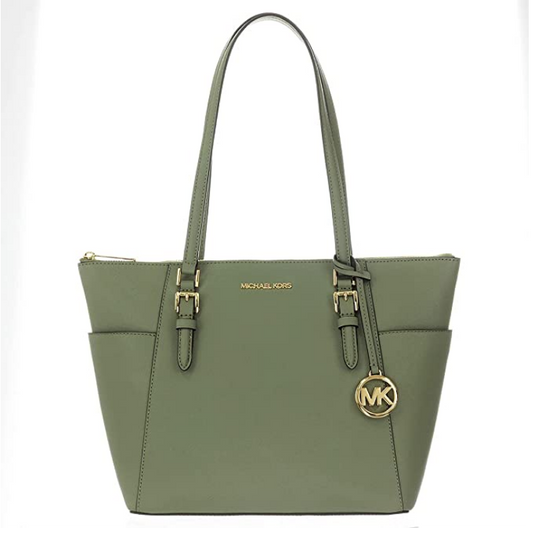 MICHAEL KORS Charlotte Large Saffiano Leather Top-Zip Tote Bag
