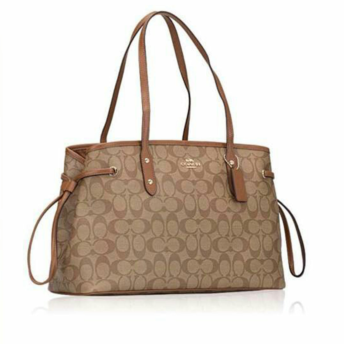 COACH Drawstring Carryall Satchel Shoulder Bag Signature