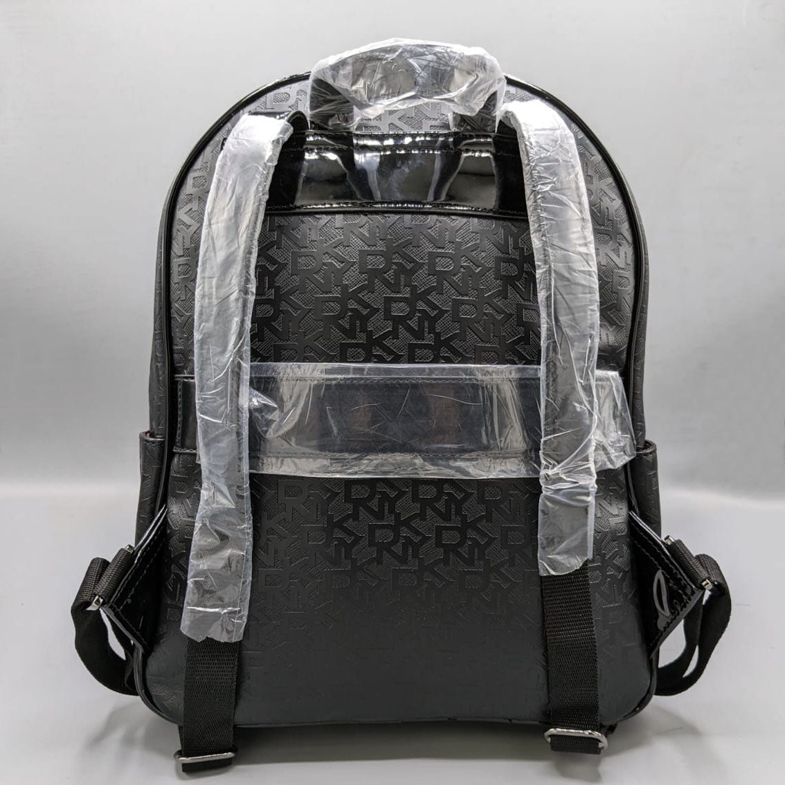 DKNY Logo Monogram Backpack with Glossy Trim