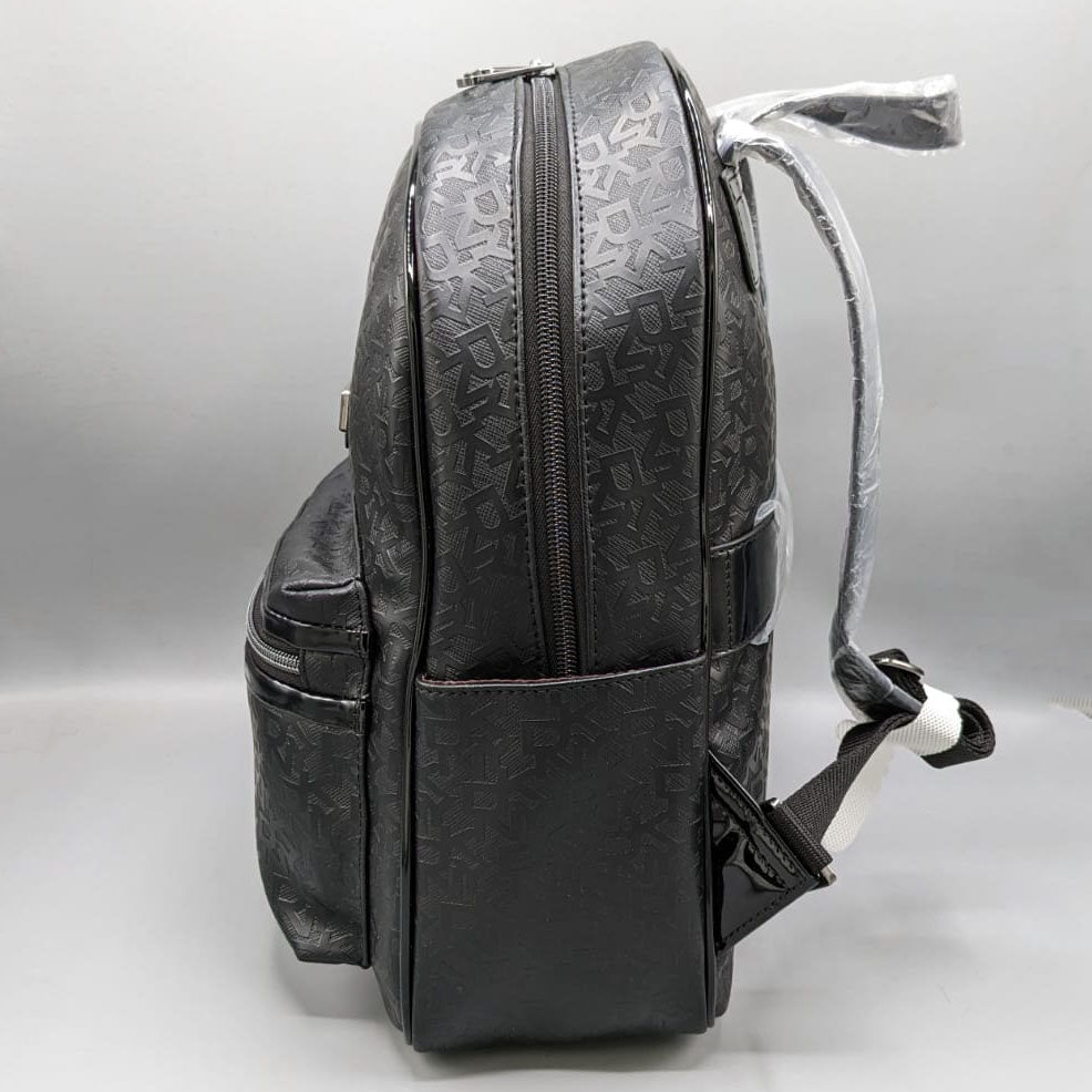 DKNY Logo Monogram Backpack with Glossy Trim