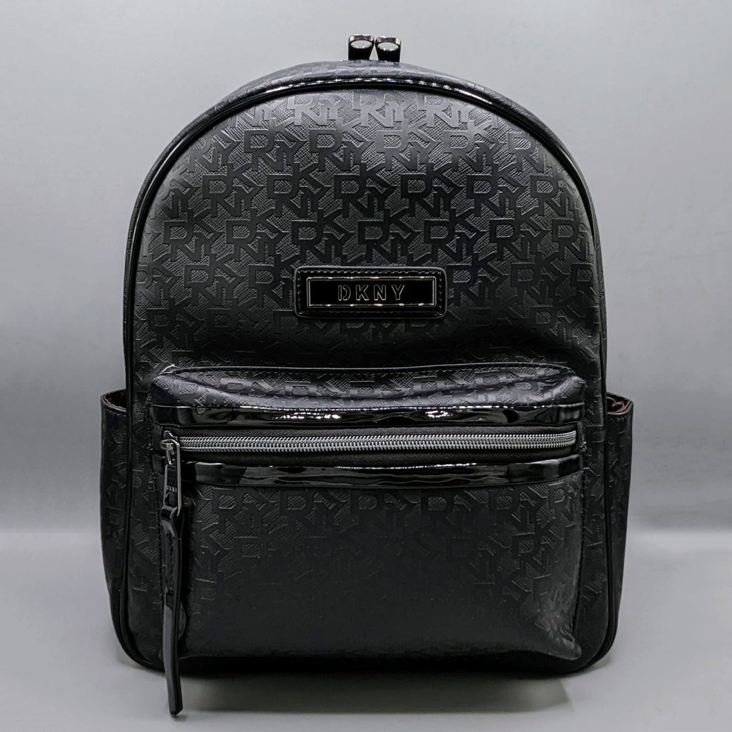 DKNY Logo Monogram Backpack with Glossy Trim