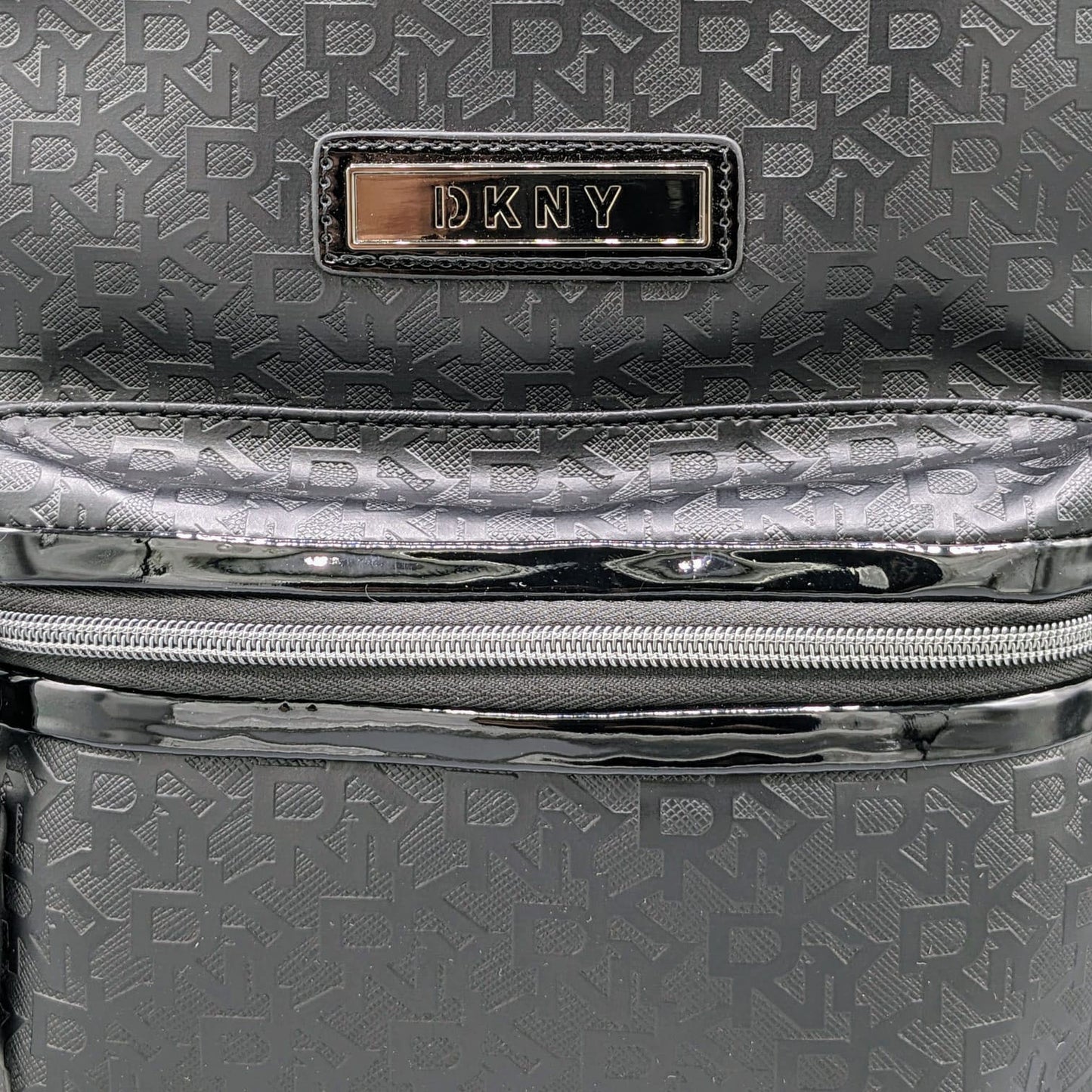 DKNY Logo Monogram Backpack with Glossy Trim