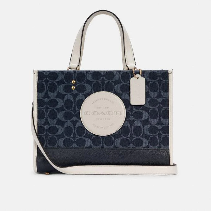 Coach Dempsey Carryall In Signature Jacquard With Patch and Strap for Shoulder/Crossbody Wear