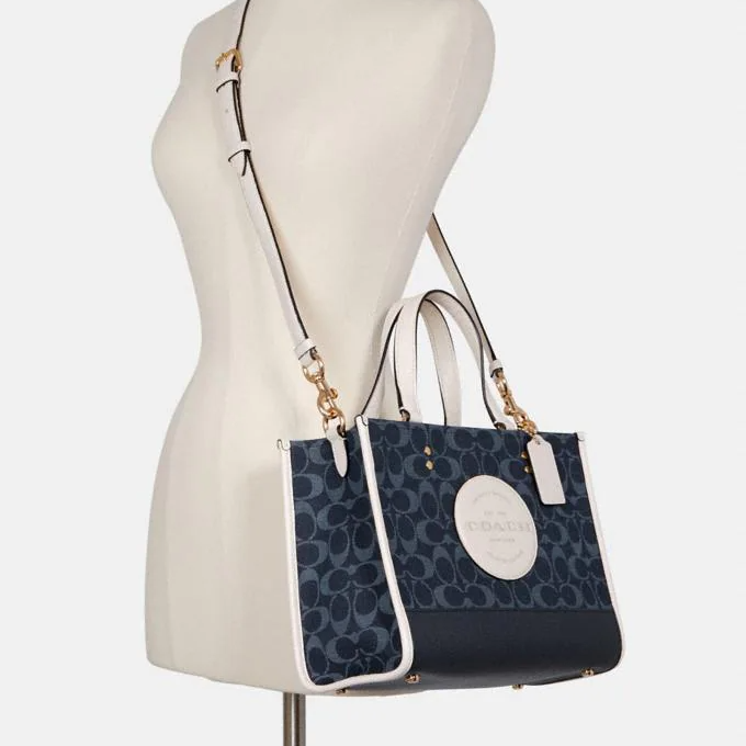 Coach Dempsey Carryall In Signature Jacquard With Patch and Strap for Shoulder/Crossbody Wear