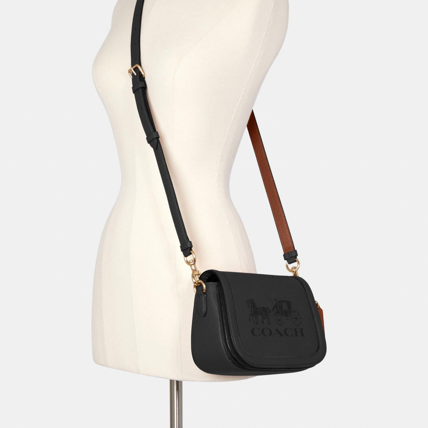 COACH Saddle Bag With Horse And Carriage with Detachable Strap for Shoulder/Crossbody Wear