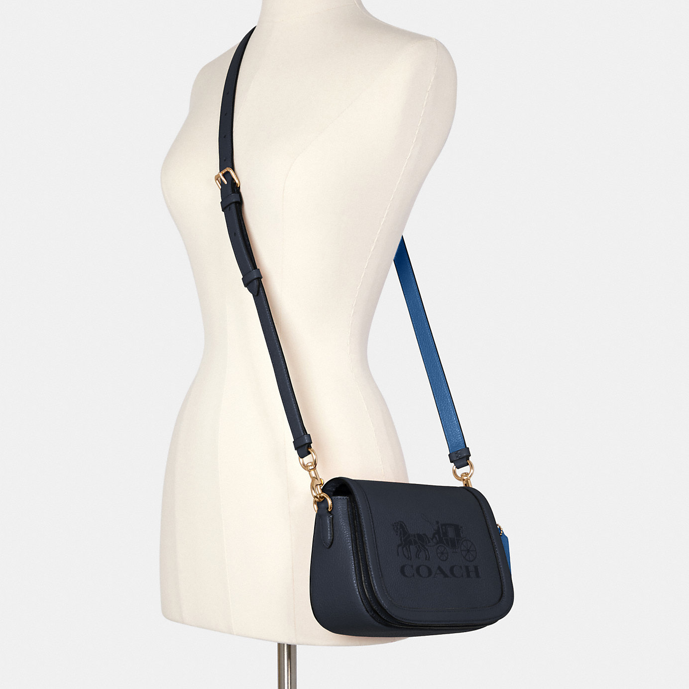 COACH Saddle Bag With Horse And Carriage with Detachable Strap for Shoulder/Crossbody Wear