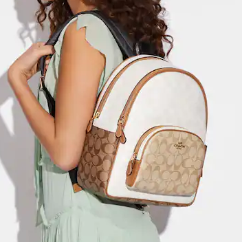 C.O.A.C.H Court Backpack In Blocked Signature Canvas
