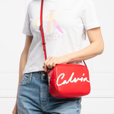 CALVIN KLEIN JEANS Sculpted Large Camera Bag with Strap for Shoulder/Crossbody Wear in Fire RED