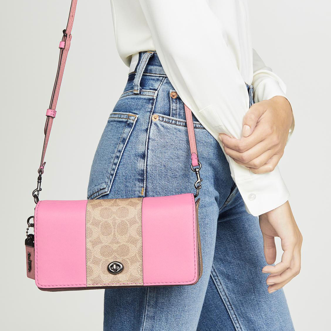 COACH Dinky With Signature Canvas Blocking for Crossbody Wear