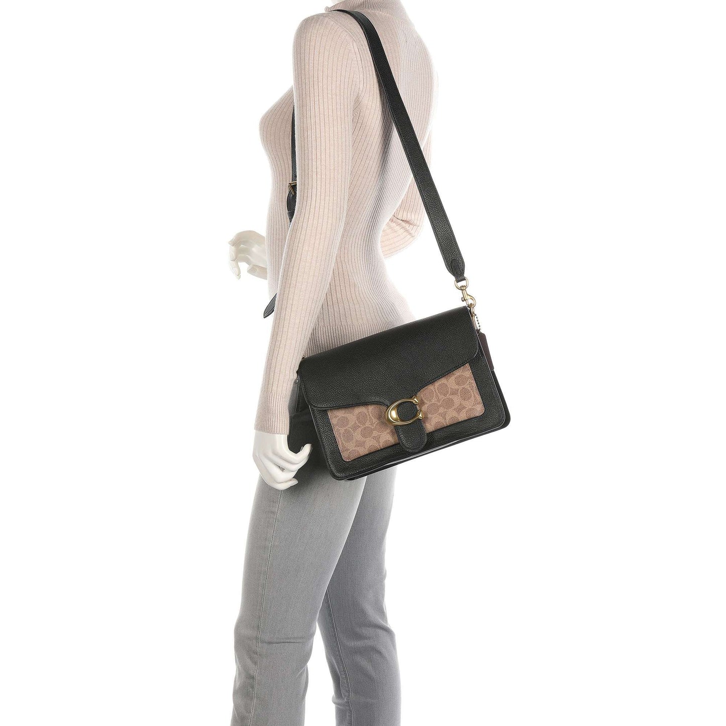 COACH Tabby Crossbody Handbag with Detachable Strap for Crossbody Wear in Elegant Black