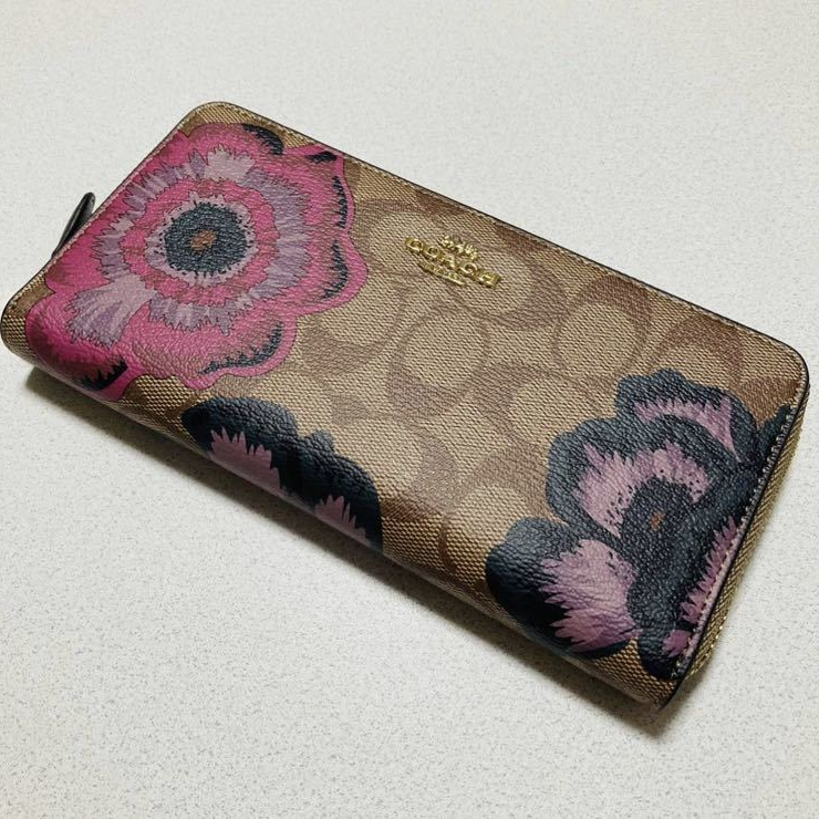 C.O.A.C.H Signature Accordion Zip Wallet With Kaffe Fassett Print