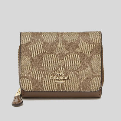 Coach Small Trifold Wallet In Signature Canvas