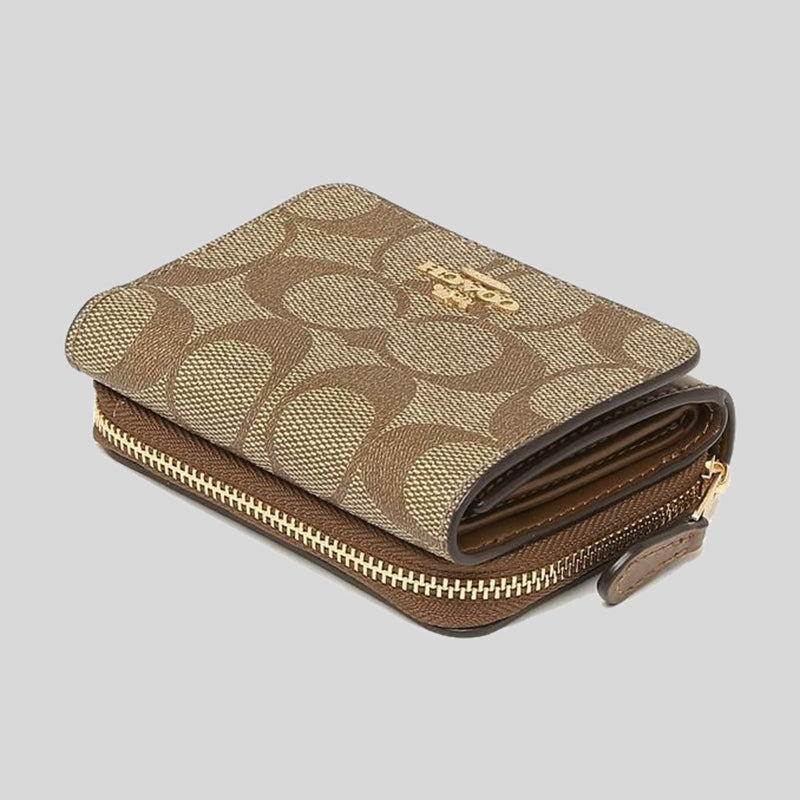 Coach Small Trifold Wallet In Signature Canvas