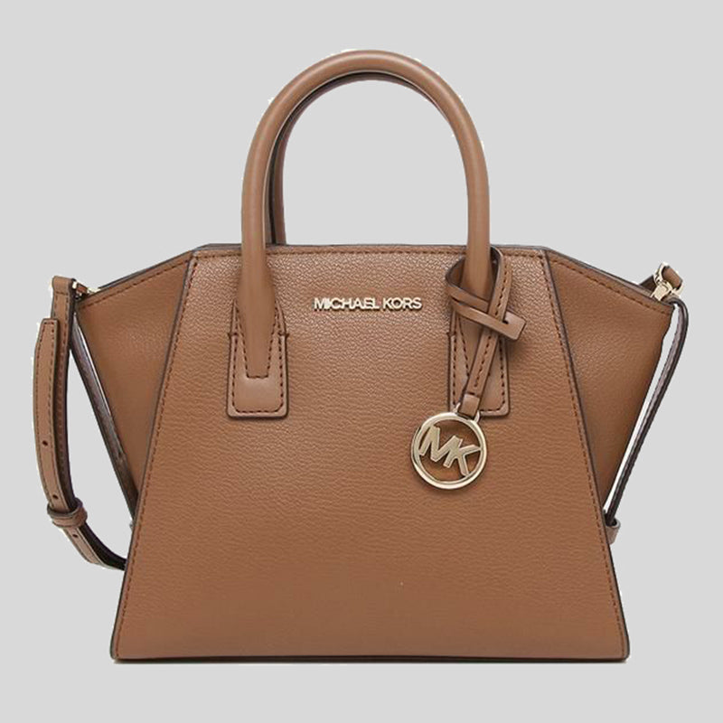 MICHAEL KORS Avril Small Leather Top Zip Satchel Handbag With Detachable Crossbody Strap
