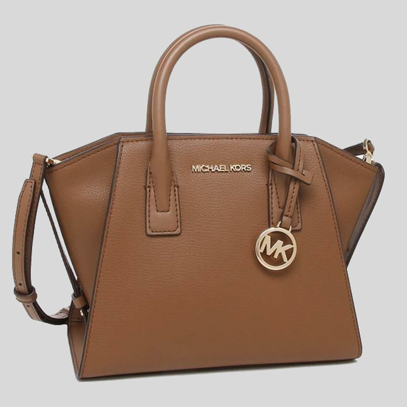 MICHAEL KORS Avril Small Leather Top Zip Satchel Handbag With Detachable Crossbody Strap