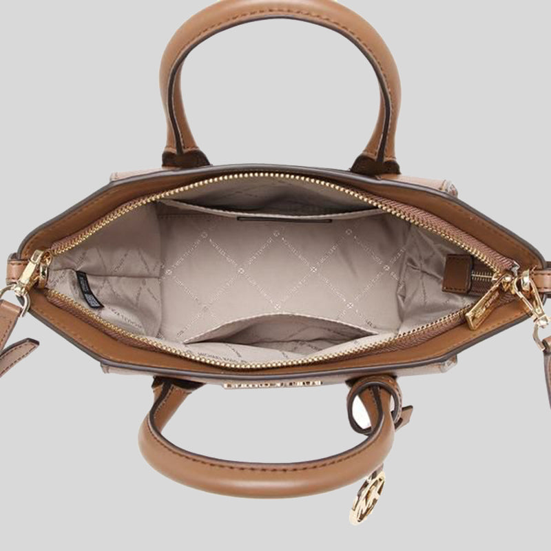 MICHAEL KORS Avril Small Leather Top Zip Satchel Handbag With Detachable Crossbody Strap