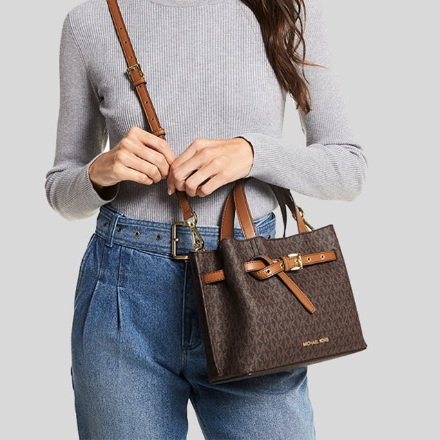 M.I.C.H.A.E.L K.O.R.S Emilia Small Logo Satchel Bag with Detachable Strap for Crossbody Wear