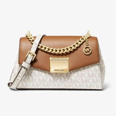 MICHAEL KORS Lita Small Two-tone Logo And Leather Crossbody Women's Bag