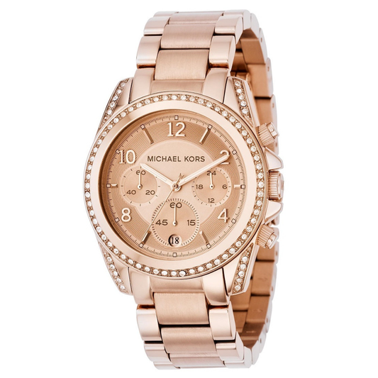 MICHAEL KORS Women's Blair Chronograph Rose Gold-Tone Stainless Steel Watch