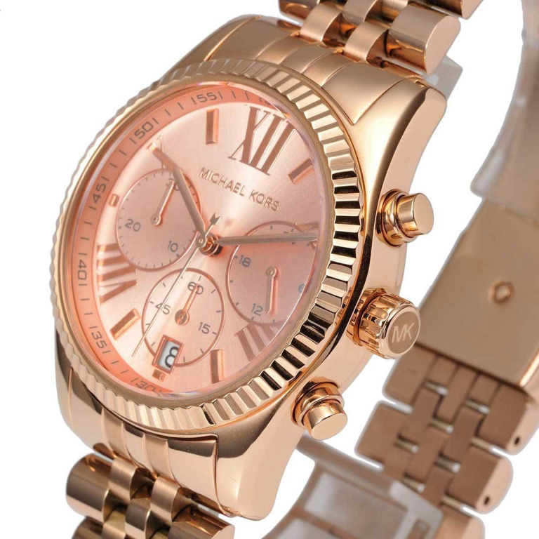 MICHAEL KORS Lexington Analog/Chronograph Rose Dial Ladies Watch
