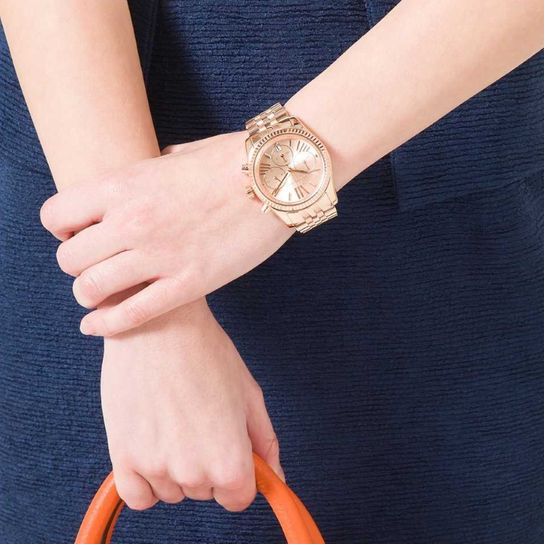 MICHAEL KORS Lexington Analog/Chronograph Rose Dial Ladies Watch